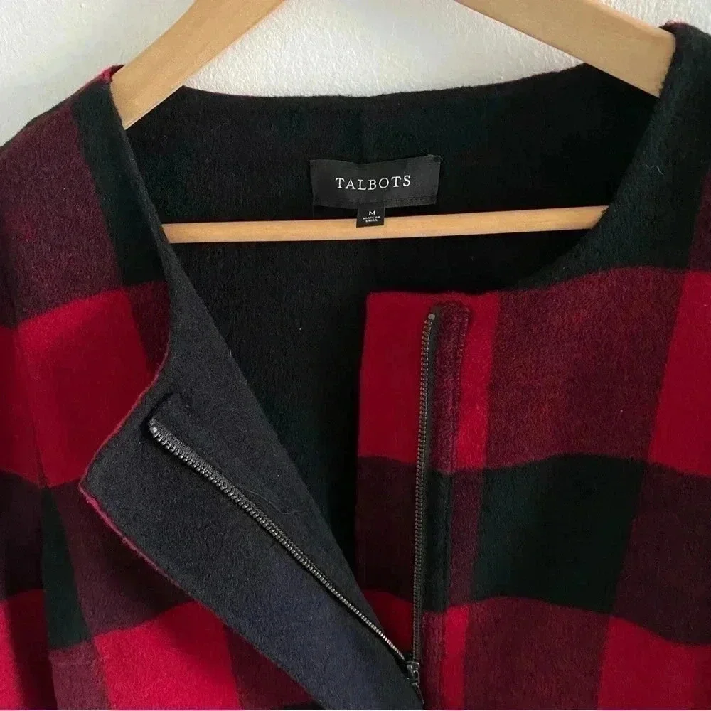 TALBOTS BUFFALO PLAID DOUBLE-FACE TOPPER COAT JACKET‎ Sz M